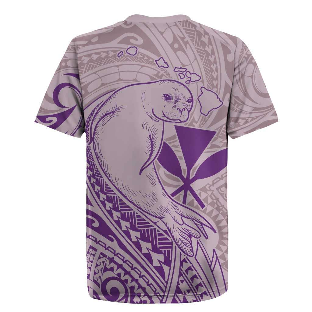 Hawaii Monk Seal and Map Rugby Jersey Polynesian Kanaka Maoli Violet Vibe