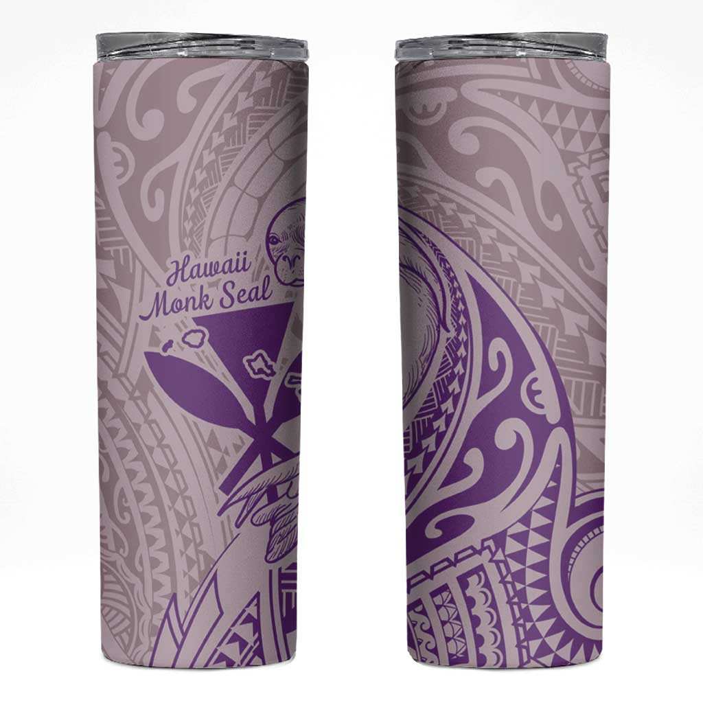 Hawaii Monk Seal and Map Skinny Tumbler Polynesian Kanaka Maoli Violet Vibe