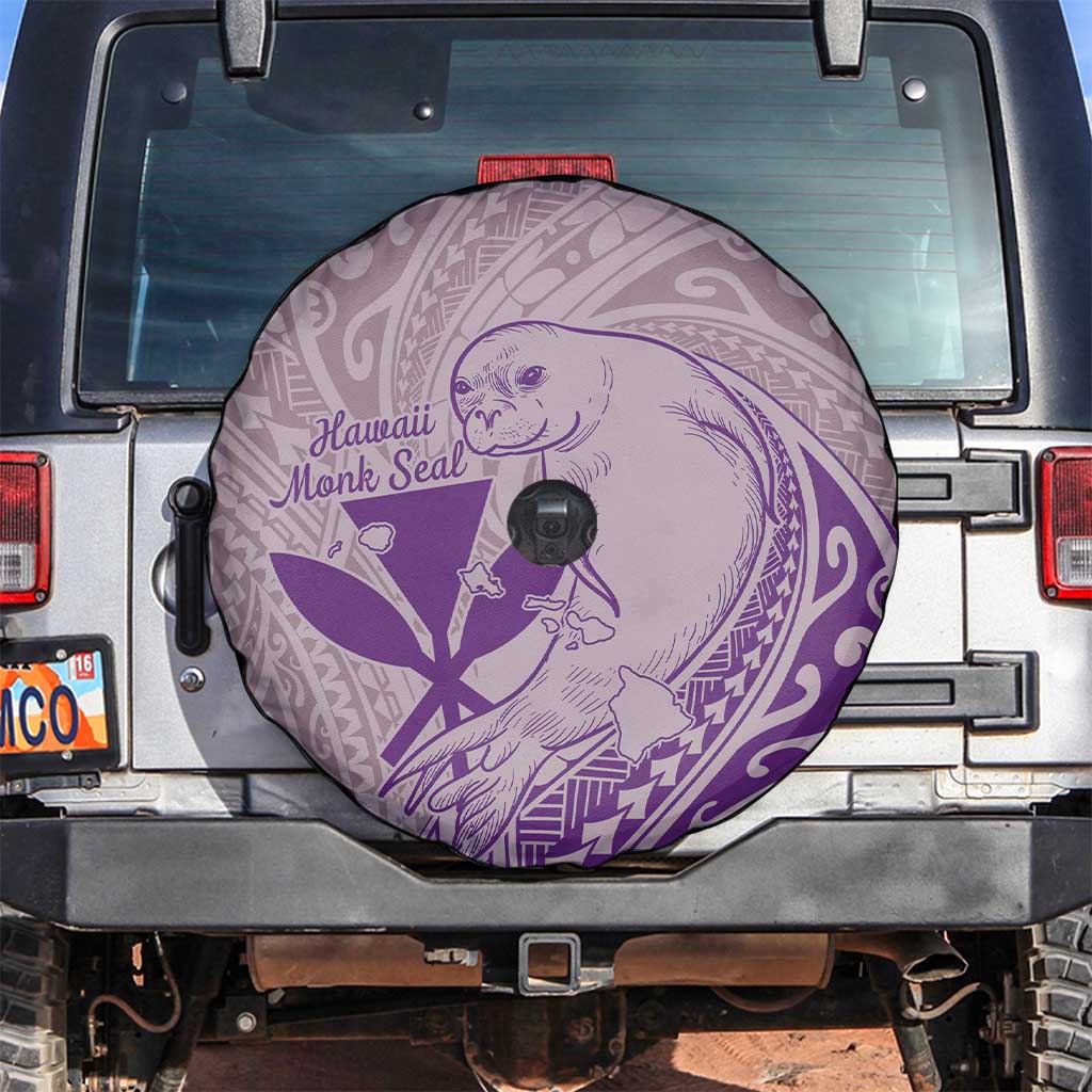 Hawaii Monk Seal and Map Spare Tire Cover Polynesian Kanaka Maoli Violet Vibe