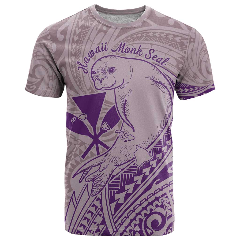 Hawaii Monk Seal and Map T Shirt Polynesian Kanaka Maoli Violet Vibe