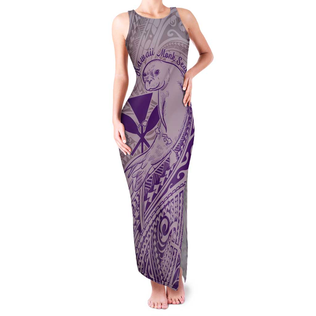 Hawaii Monk Seal and Map Tank Maxi Dress Polynesian Kanaka Maoli Violet Vibe