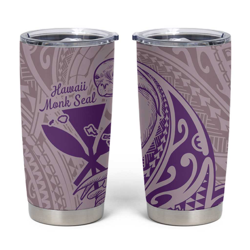 Hawaii Monk Seal and Map Tumbler Cup Polynesian Kanaka Maoli Violet Vibe