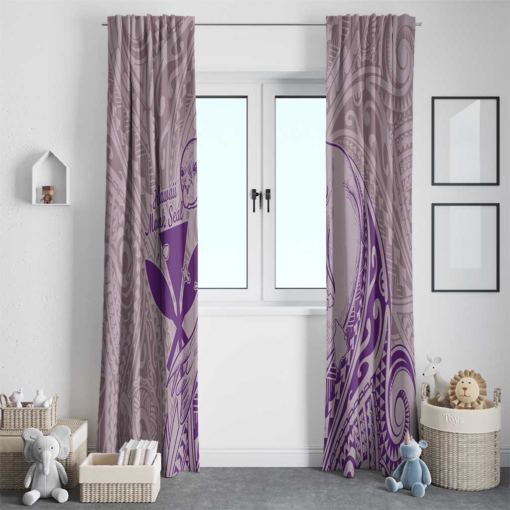 Hawaii Monk Seal and Map Window Curtain Polynesian Kanaka Maoli Violet Vibe