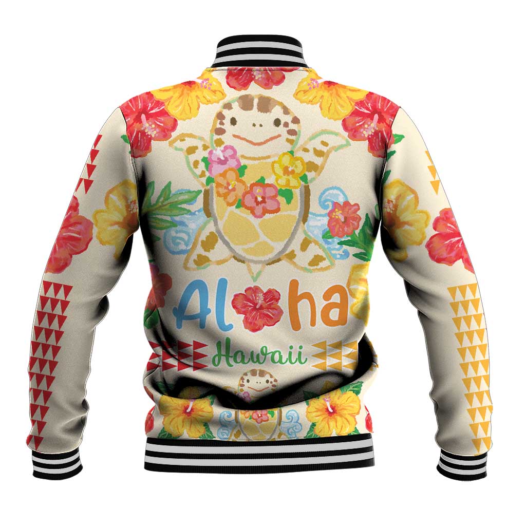 Kawaii Turtle Baseball Jacket Aloha Hibiscus Flowers LT9 - Polynesian Pride