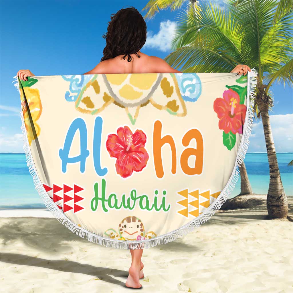 Kawaii Turtle Beach Blanket Aloha Hibiscus Flowers LT9 - Polynesian Pride