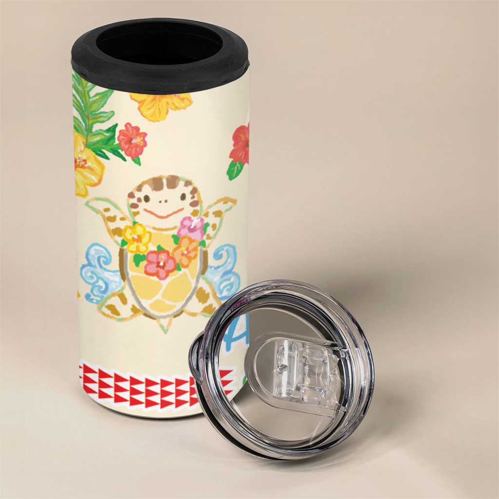 Kawaii Turtle 4 in 1 Can Cooler Tumbler Aloha Hibiscus Flowers LT9 - Polynesian Pride