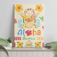 Kawaii Turtle Canvas Wall Art Aloha Hibiscus Flowers LT9 - Polynesian Pride