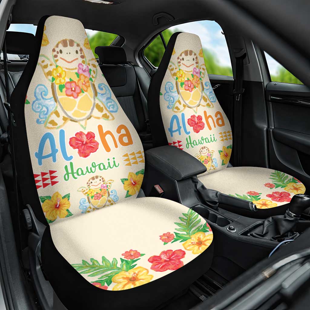 Kawaii Turtle Car Seat Cover Aloha Hibiscus Flowers