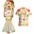 Kawaii Turtle Couples Matching Mermaid Dress and Hawaiian Shirt Aloha Hibiscus Flowers