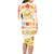 Kawaii Turtle Family Matching Long Sleeve Bodycon Dress and Hawaiian Shirt Aloha Hibiscus Flowers