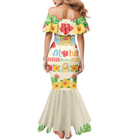 Kawaii Turtle Family Matching Mermaid Dress and Hawaiian Shirt Aloha Hibiscus Flowers