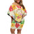 Kawaii Turtle Family Matching Off Shoulder Short Dress and Hawaiian Shirt Aloha Hibiscus Flowers