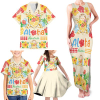 Kawaii Turtle Family Matching Tank Maxi Dress and Hawaiian Shirt Aloha Hibiscus Flowers