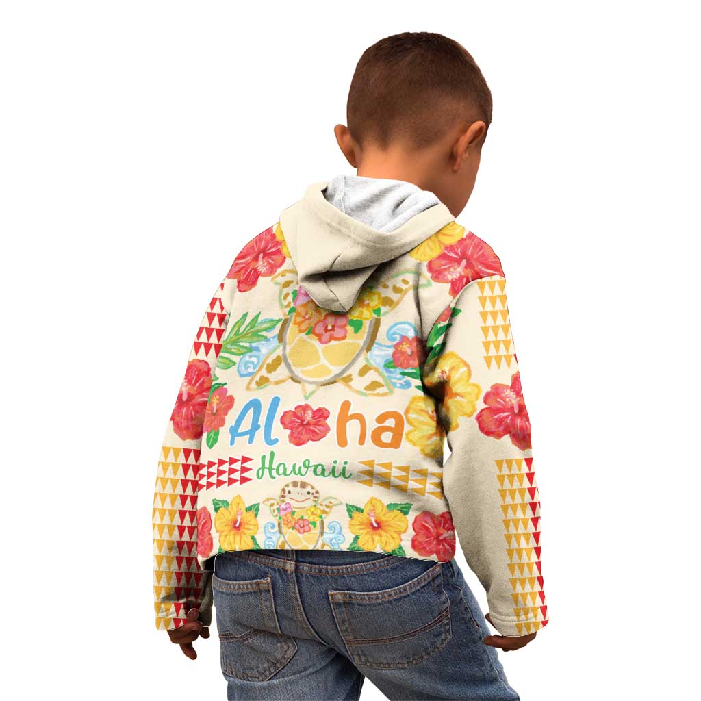 Kawaii Turtle Kid Hoodie Aloha Hibiscus Flowers