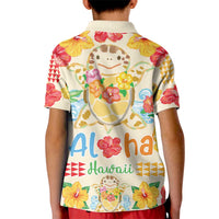 Kawaii Turtle Kid Polo Shirt Aloha Hibiscus Flowers