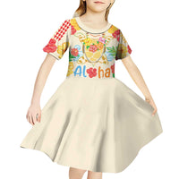 Kawaii Turtle Kid Short Sleeve Dress Aloha Hibiscus Flowers
