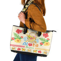 Kawaii Turtle Leather Tote Bag Aloha Hibiscus Flowers LT9 Beige - Polynesian Pride