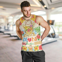 Kawaii Turtle Men Tank Top Aloha Hibiscus Flowers LT9 Beige - Polynesian Pride
