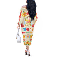Kawaii Turtle Off The Shoulder Long Sleeve Dress Aloha Hibiscus Flowers LT9 - Polynesian Pride