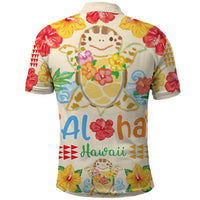 Kawaii Turtle Polo Shirt Aloha Hibiscus Flowers