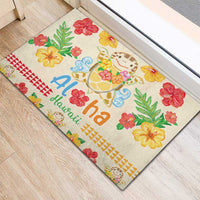 Kawaii Turtle Rubber Doormat Aloha Hibiscus Flowers LT9 - Polynesian Pride