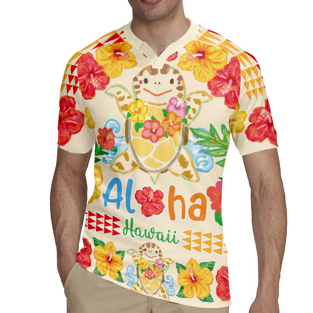 Kawaii Turtle Rugby Jersey Aloha Hibiscus Flowers LT9 - Polynesian Pride