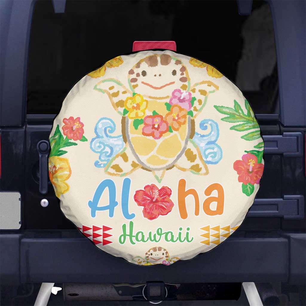 Kawaii Turtle Spare Tire Cover Aloha Hibiscus Flowers LT9 - Polynesian Pride