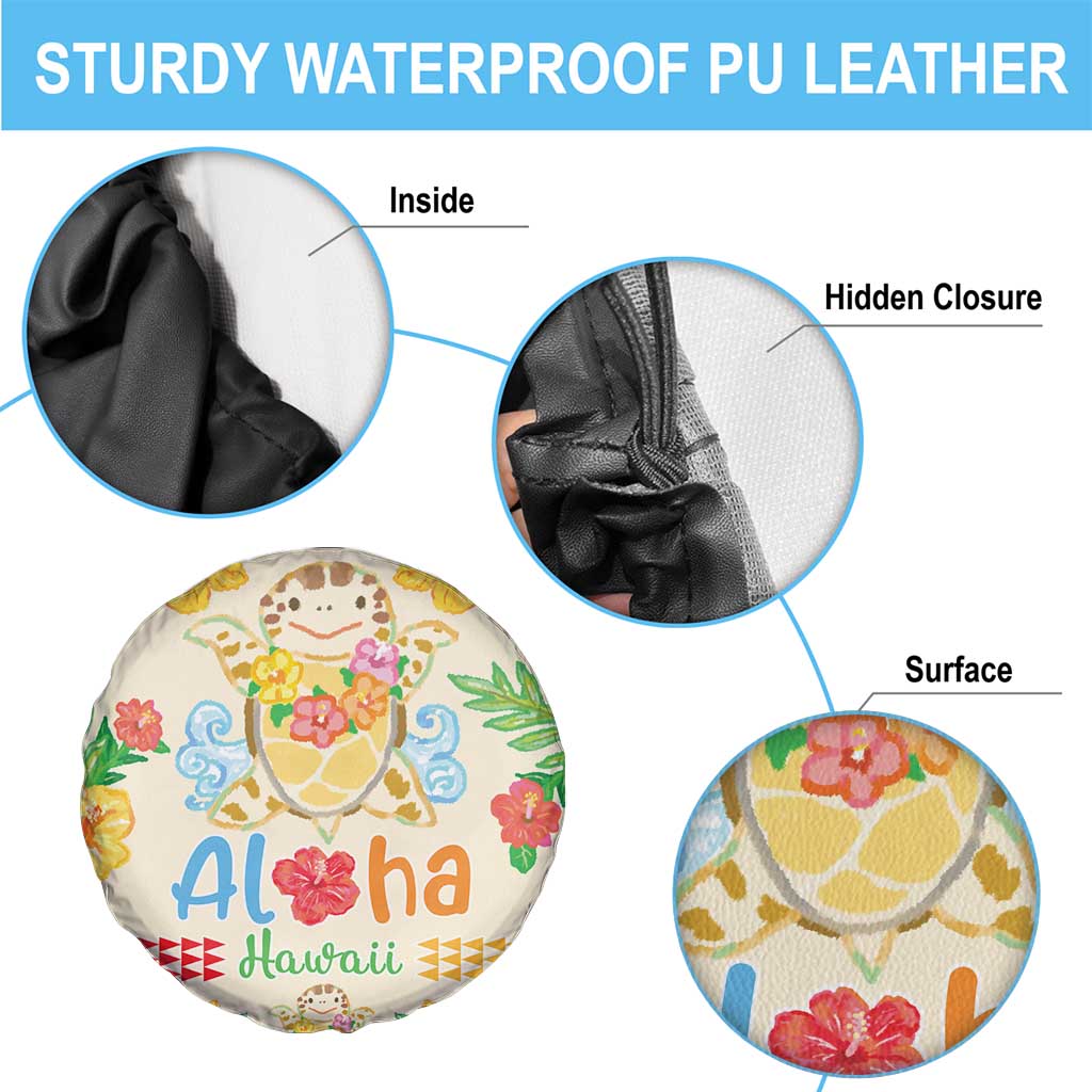 Kawaii Turtle Spare Tire Cover Aloha Hibiscus Flowers LT9 - Polynesian Pride