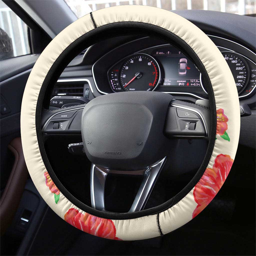 Kawaii Turtle Steering Wheel Cover Aloha Hibiscus Flowers LT9 - Polynesian Pride