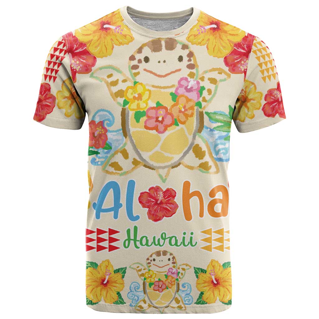 Kawaii Turtle T Shirt Aloha Hibiscus Flowers