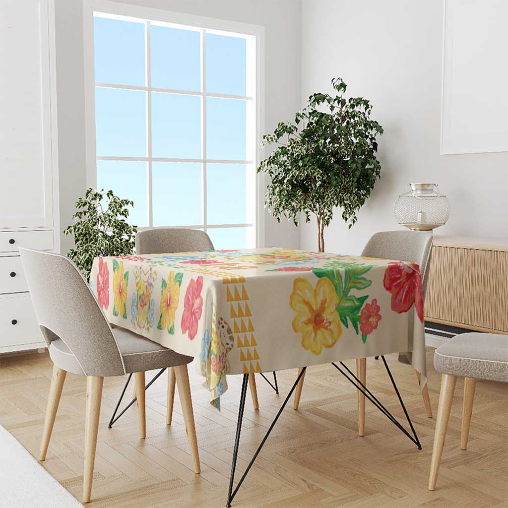 Kawaii Turtle Tablecloth Aloha Hibiscus Flowers LT9 - Polynesian Pride