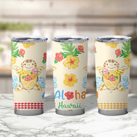 Kawaii Turtle Tumbler Cup Aloha Hibiscus Flowers LT9 - Polynesian Pride