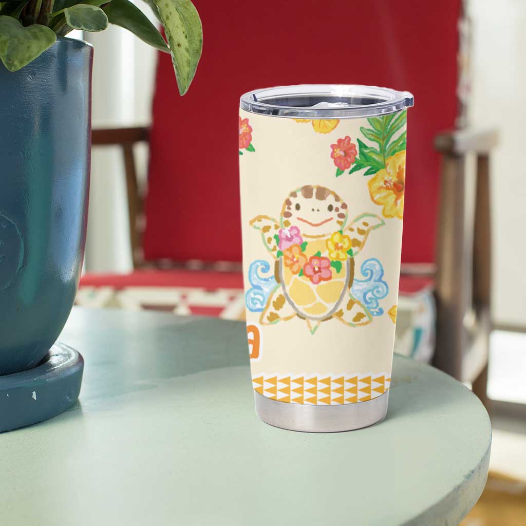 Kawaii Turtle Tumbler Cup Aloha Hibiscus Flowers LT9 - Polynesian Pride