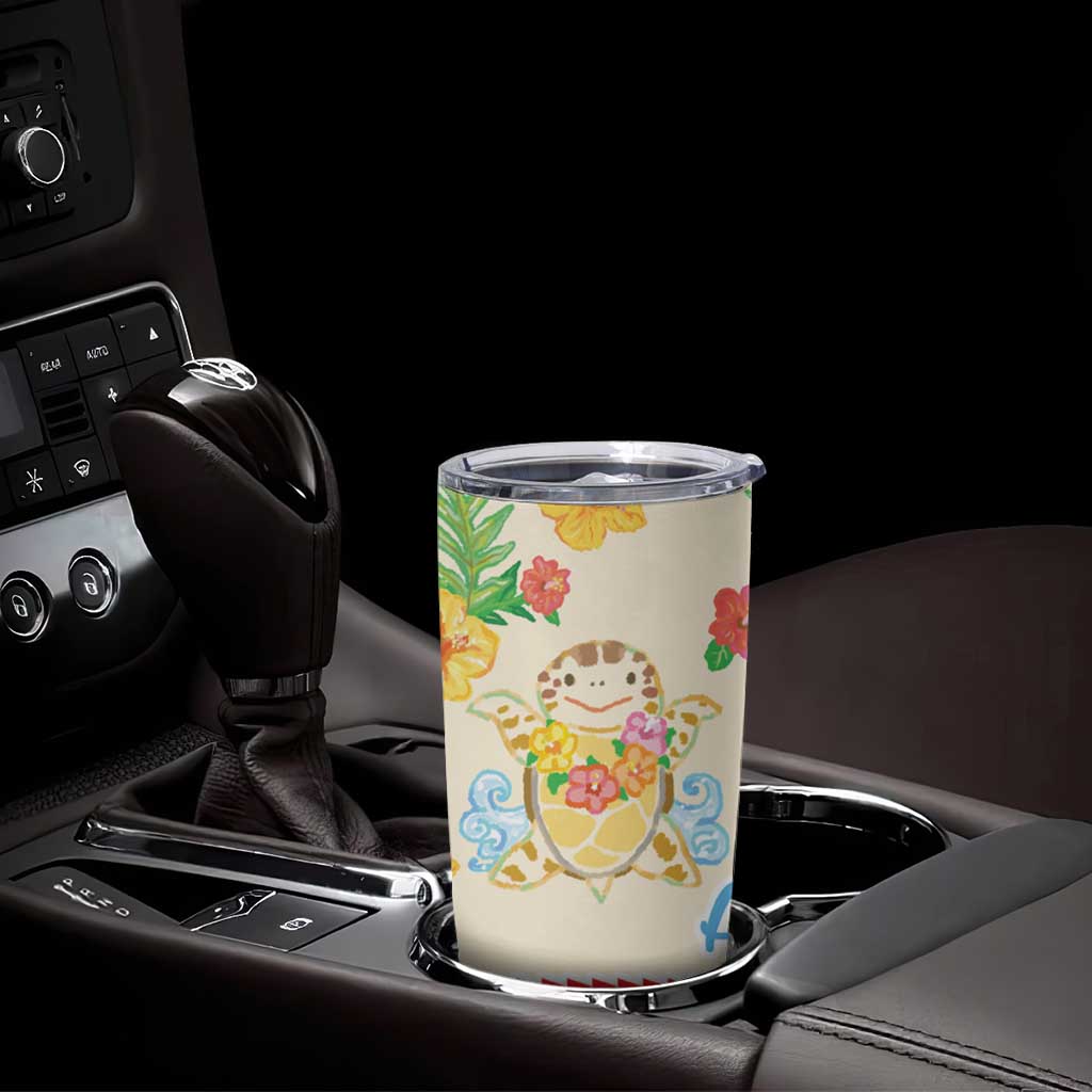 Kawaii Turtle Tumbler Cup Aloha Hibiscus Flowers LT9 - Polynesian Pride