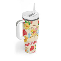 Kawaii Turtle Tumbler With Handle Aloha Hibiscus Flowers LT9 - Polynesian Pride