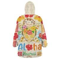 Kawaii Turtle Wearable Blanket Hoodie Aloha Hibiscus Flowers LT9 - Polynesian Pride