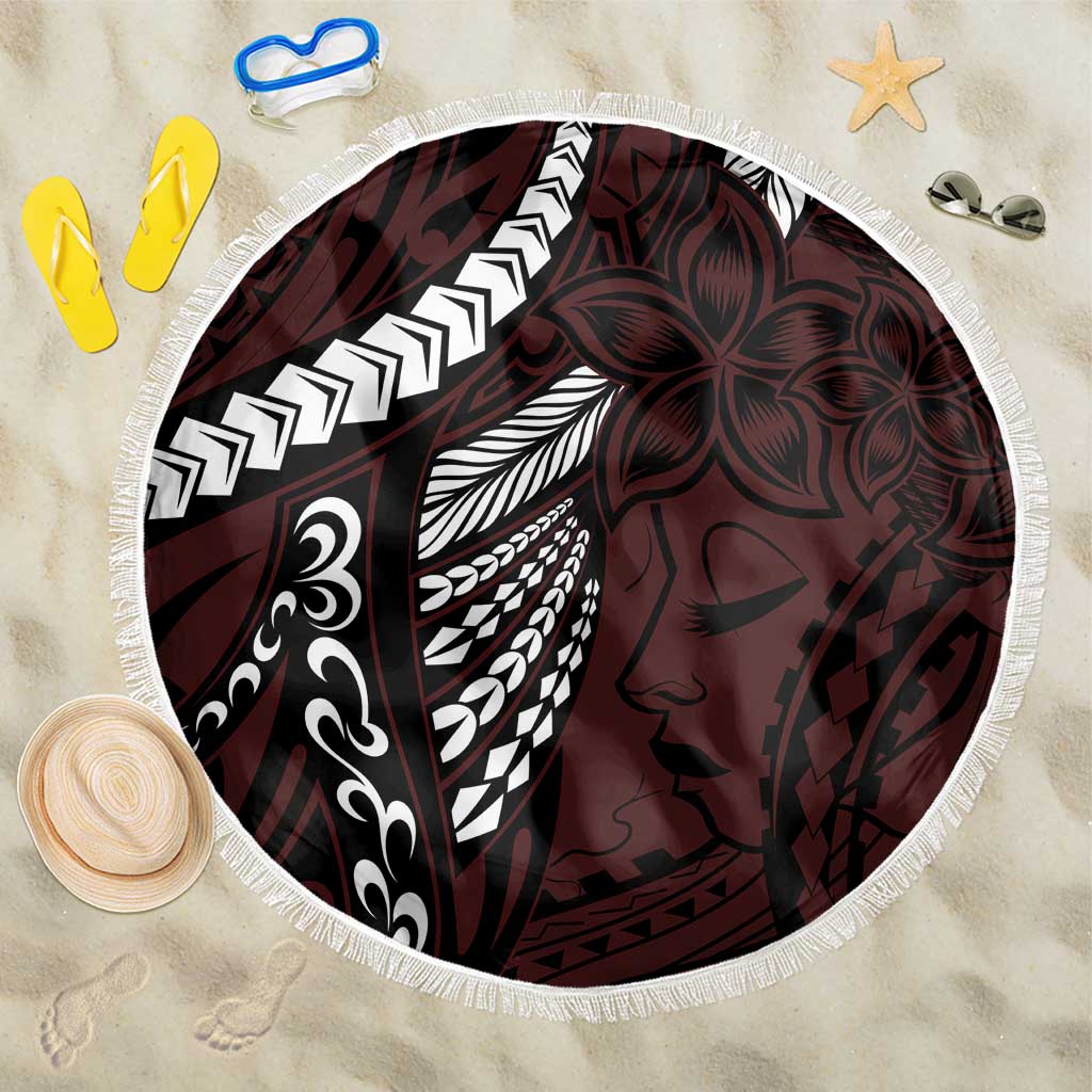 Polynesian Girl Tribal Tattoo Beach Blanket Oxbood Vibe