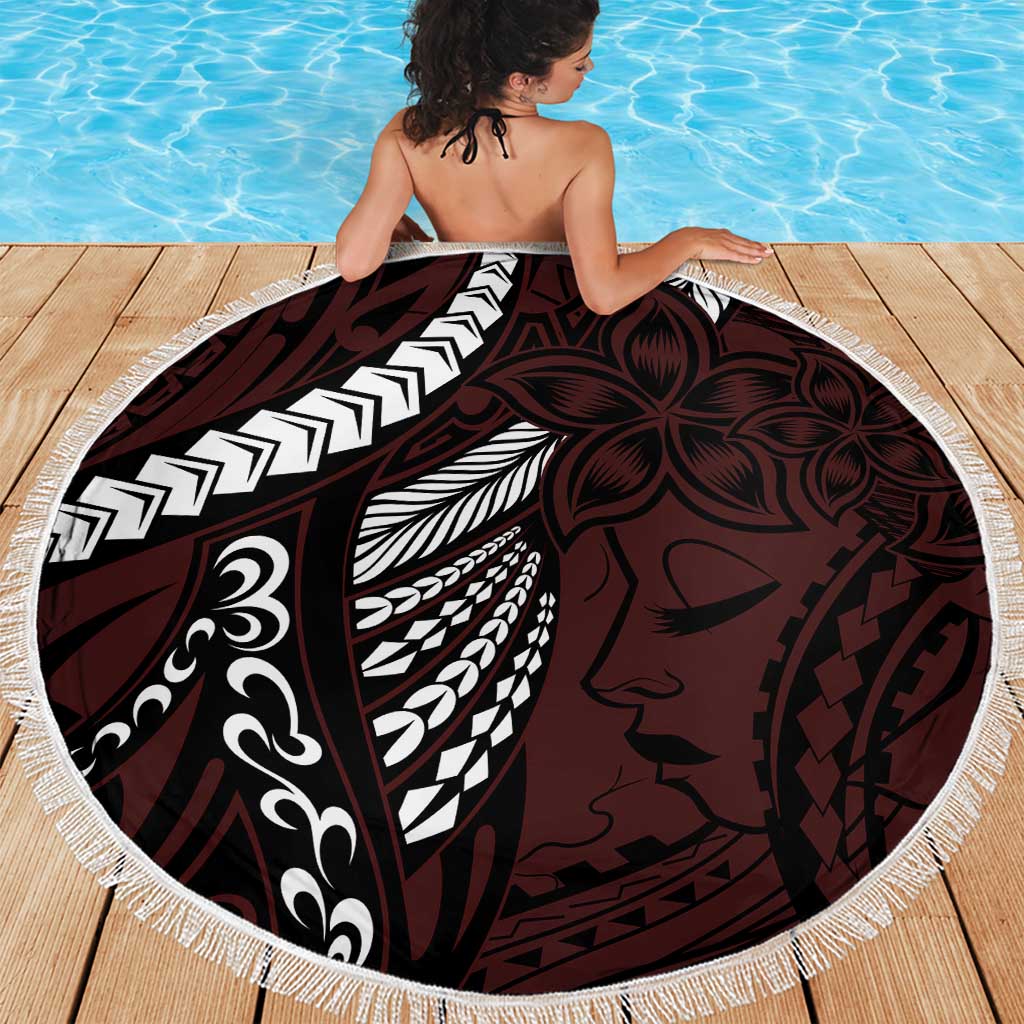 Polynesian Girl Tribal Tattoo Beach Blanket Oxbood Vibe LT9 - Polynesian Pride