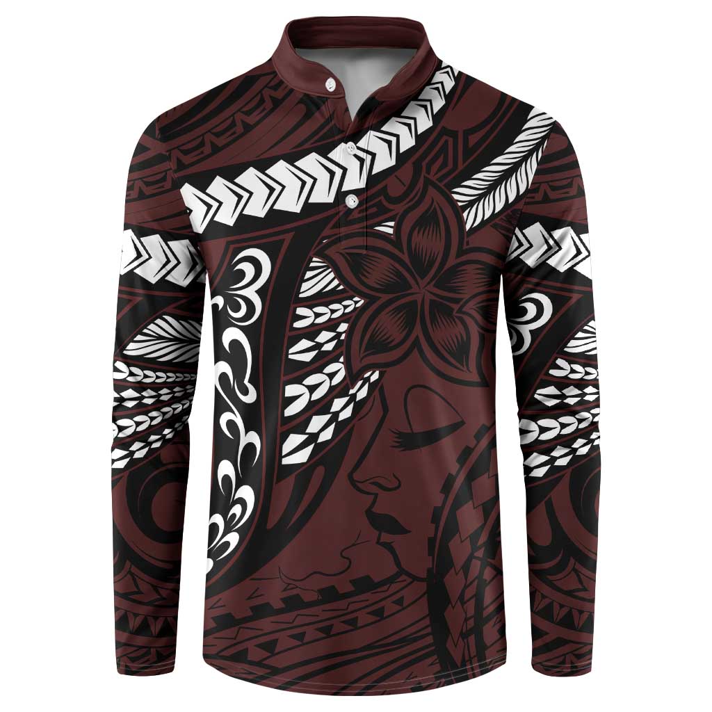 Polynesian Girl Tribal Tattoo Button Sweatshirt Oxbood Vibe LT9 Oxblood - Polynesian Pride