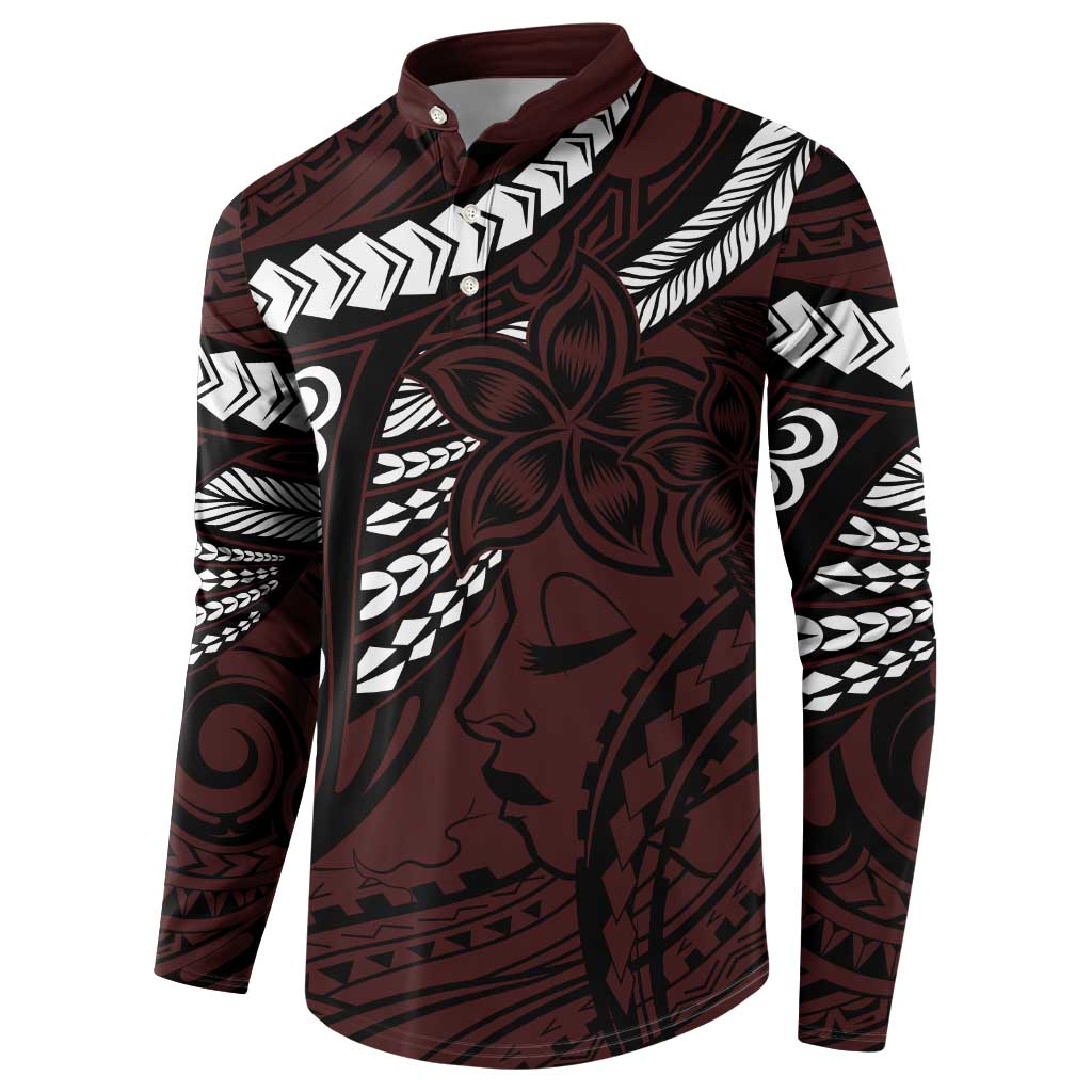 Polynesian Girl Tribal Tattoo Button Sweatshirt Oxbood Vibe LT9 - Polynesian Pride