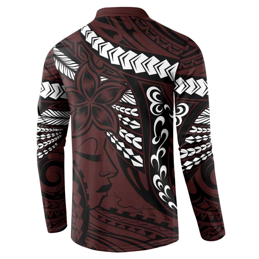 Polynesian Girl Tribal Tattoo Button Sweatshirt Oxbood Vibe LT9 - Polynesian Pride