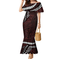 Polynesian Girl Tribal Tattoo Family Matching Mermaid Dress and Hawaiian Shirt Oxbood Vibe