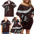 Polynesian Girl Tribal Tattoo Family Matching Off Shoulder Short Dress and Hawaiian Shirt Oxbood Vibe