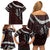 Polynesian Girl Tribal Tattoo Family Matching Off Shoulder Short Dress and Hawaiian Shirt Oxbood Vibe