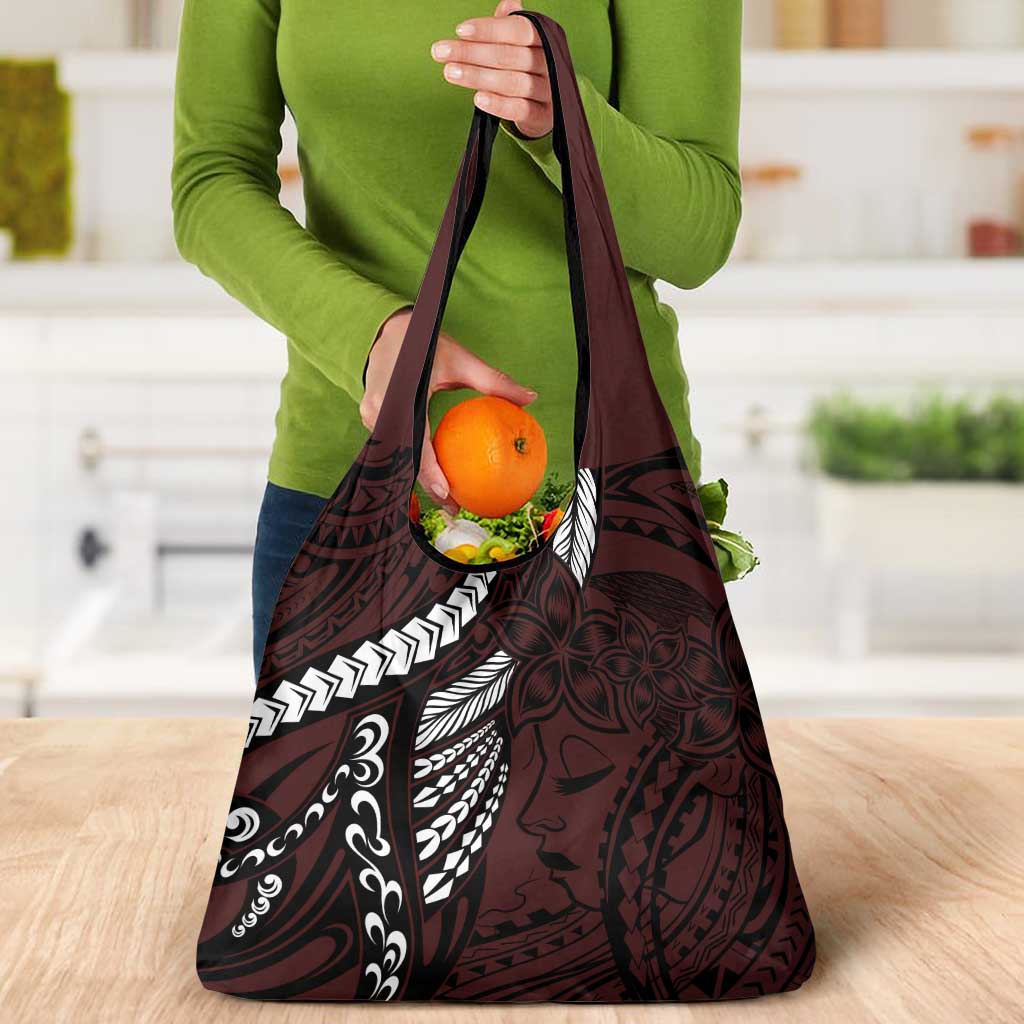 Polynesian Girl Tribal Tattoo Grocery Bag Oxbood Vibe LT9 - Polynesian Pride