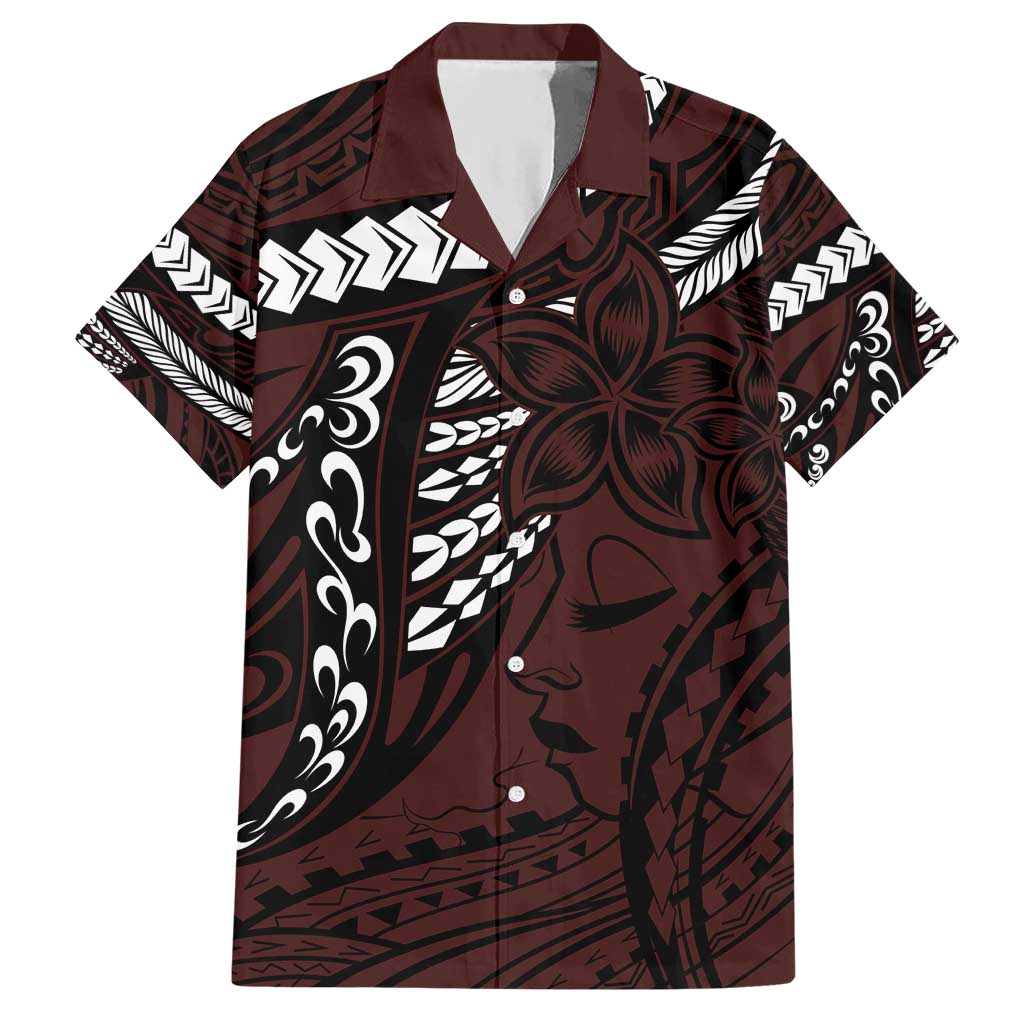 Polynesian Girl Tribal Tattoo Hawaiian Shirt Oxbood Vibe LT9 Oxblood - Polynesian Pride