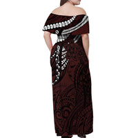 Polynesian Girl Tribal Tattoo Off Shoulder Maxi Dress Oxbood Vibe