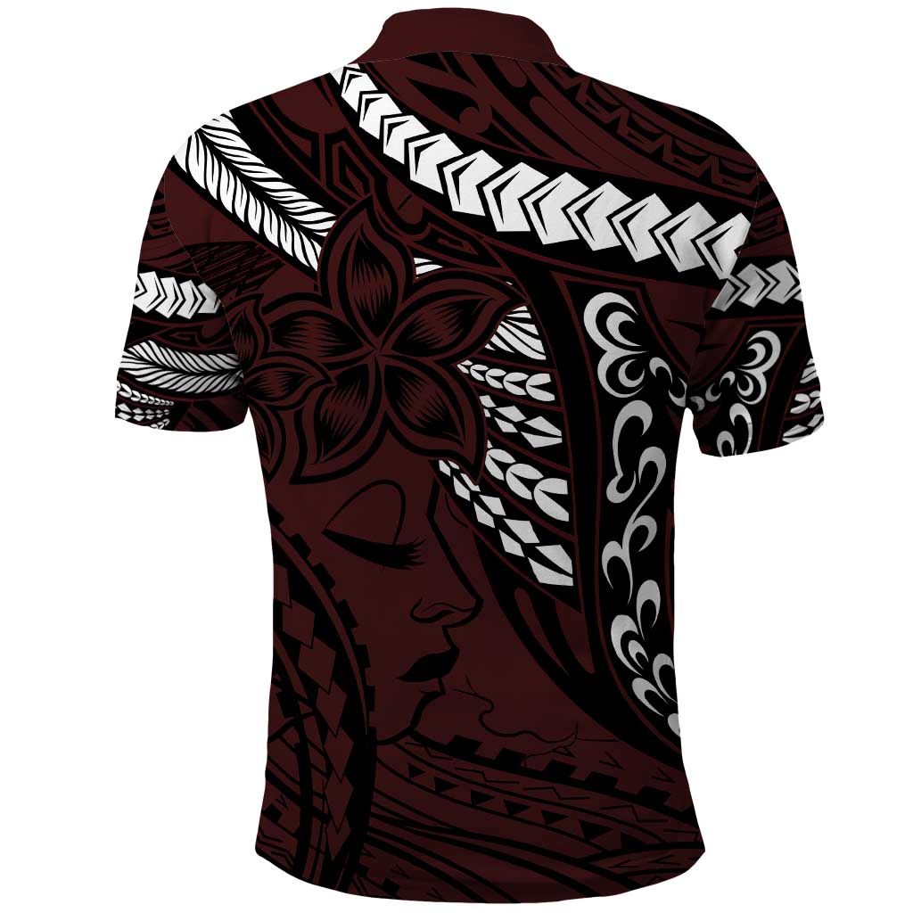 Polynesian Girl Tribal Tattoo Polo Shirt Oxbood Vibe