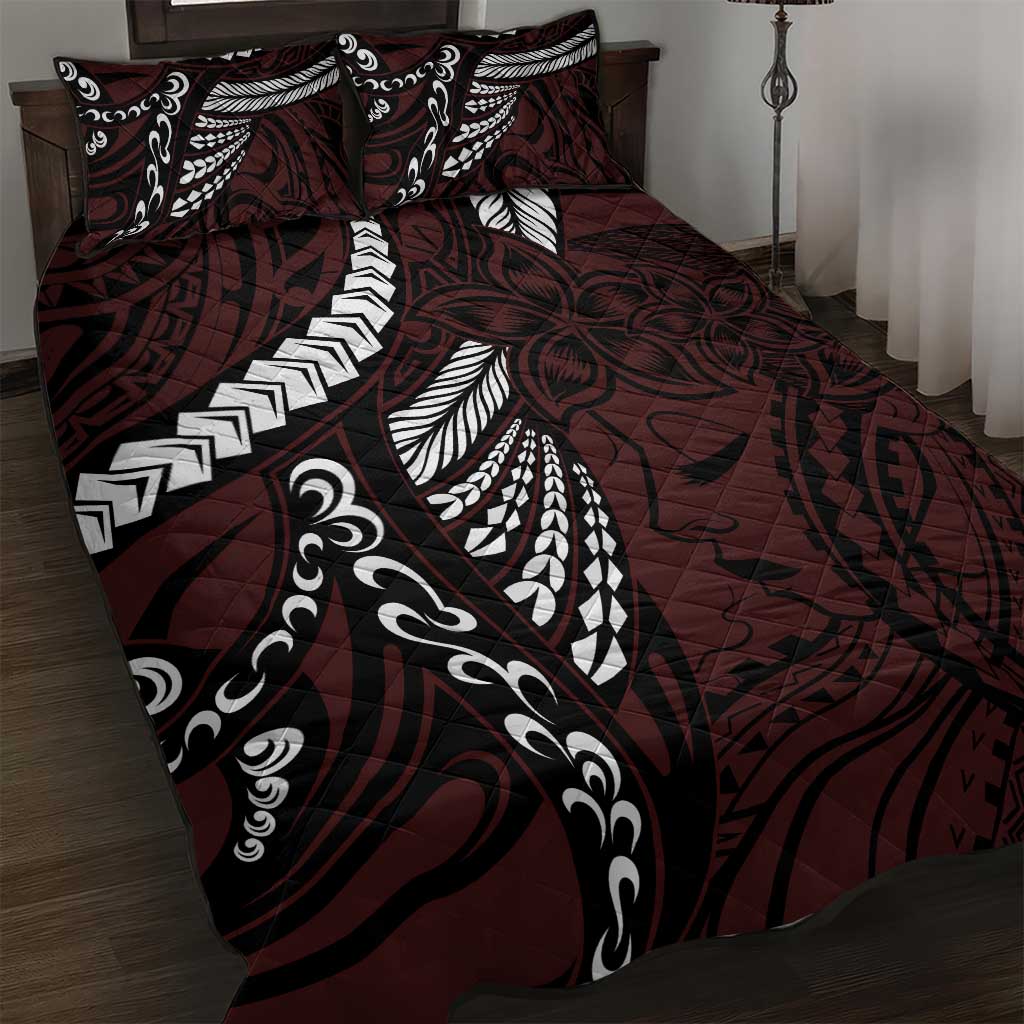 Polynesian Girl Tribal Tattoo Quilt Bed Set Oxbood Vibe LT9 Oxblood - Polynesian Pride