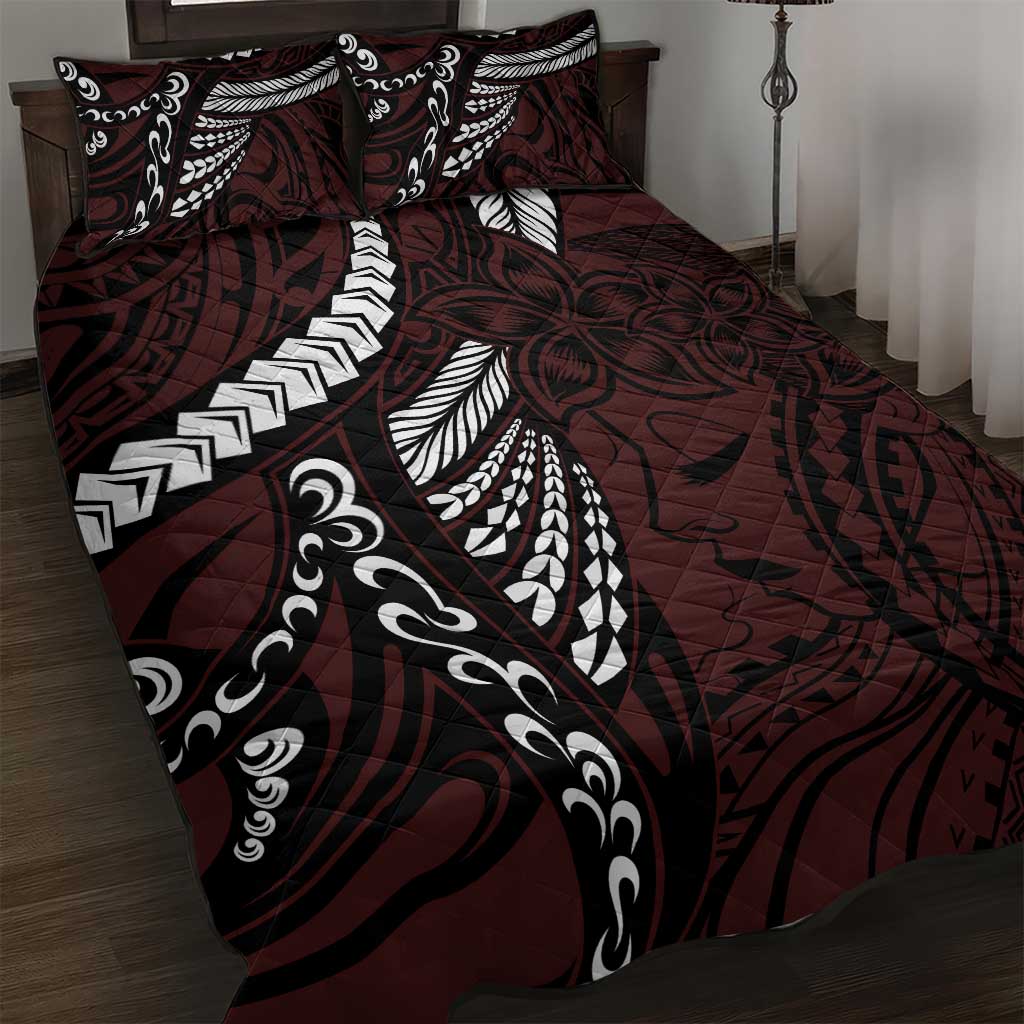 Polynesian Girl Tribal Tattoo Quilt Bed Set Oxbood Vibe